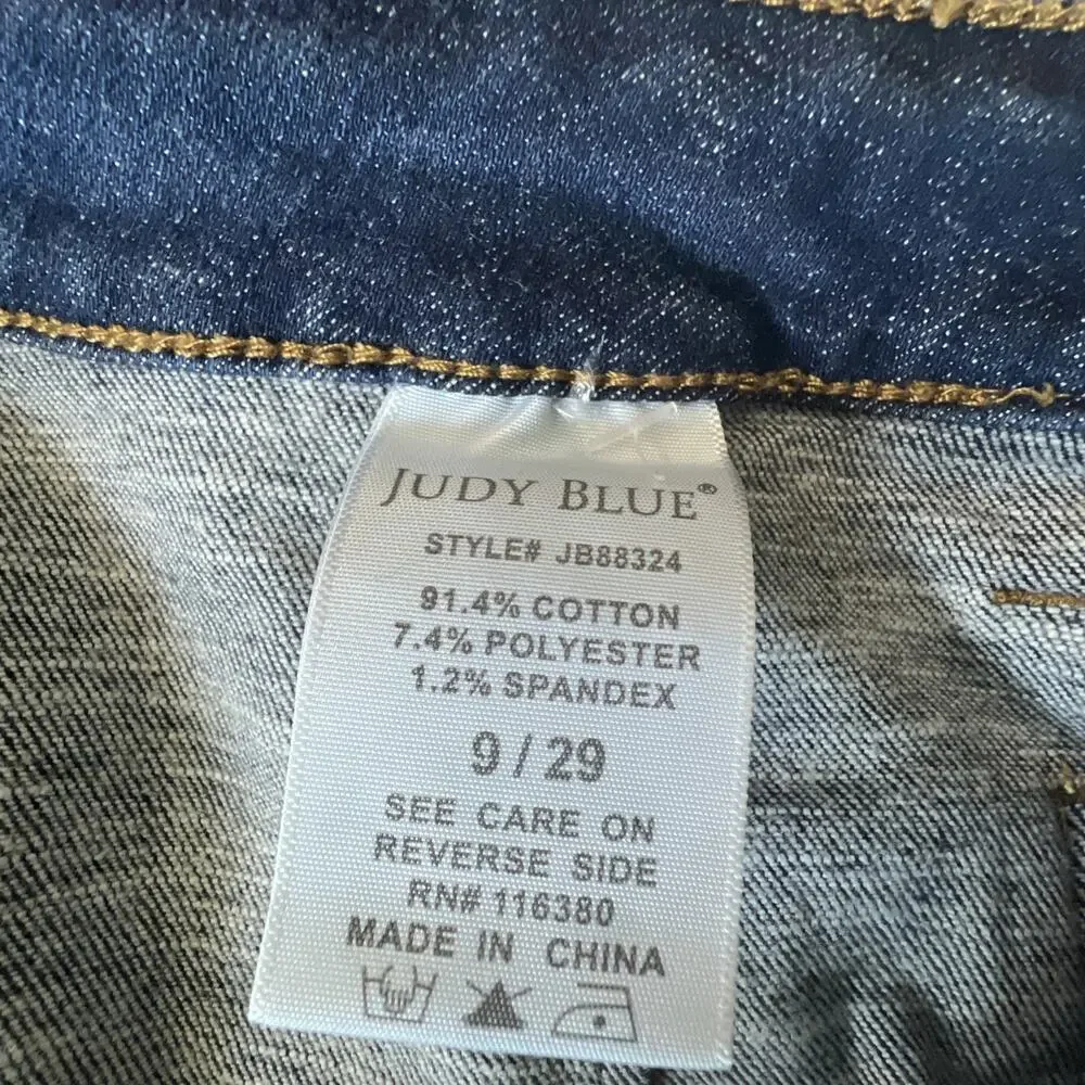Judy Blue Skinny Fit Size 9 / 29 Button Fly Front Pocket Blue Jeans distressed - Picture 10 of 12